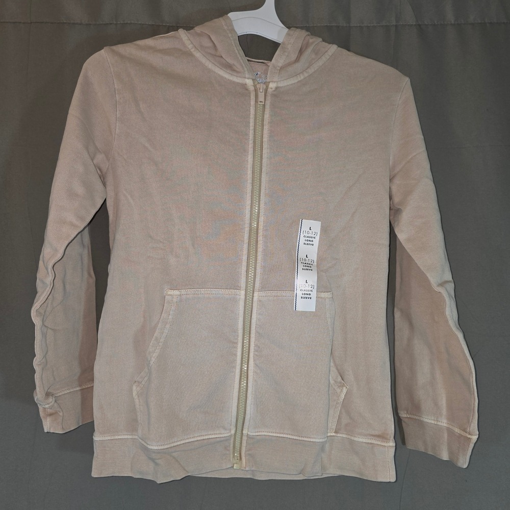Cat & Jack Kids Cream Full Zip Hoodie Sweatshirt Cotton L 10/12 076020695